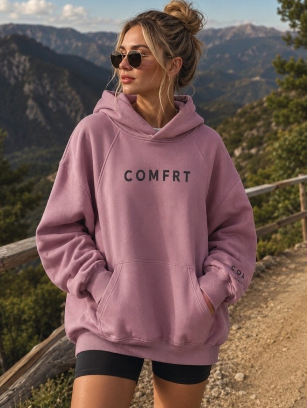 COMFRT Tranquil Hoodie Dust Mauve Size XS Heavyweight Fleece Relaxed Pullover